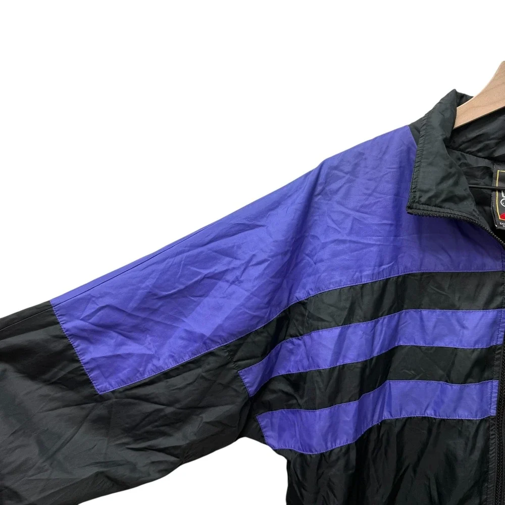 Vintage USA Olympic Track Jacket Black Purple‎ Stripes Mens XL
